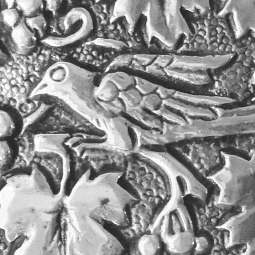 Silver brooch with bird and vine design new