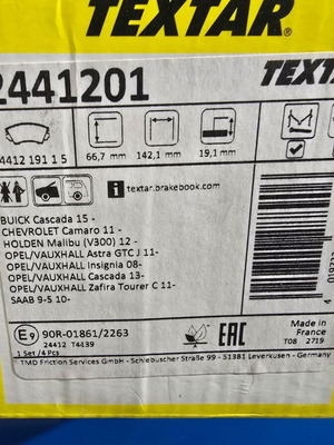 Τακάκια μπροστινά Textar καινούργια για Opel Astra, Insignia, Cascada