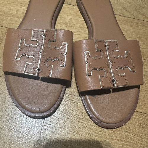 Tory Burch Ines Πέδιλα σαν καινούργιο, καφέ με χρυσές λεπτομέρειες