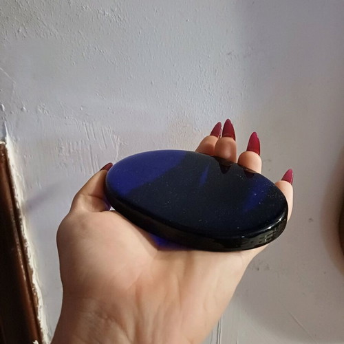 Glass base blue like new for jewelry organization