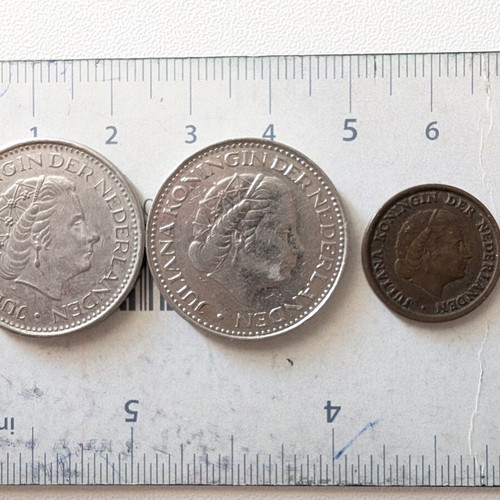 Dutch coin collection used with 1 Gulden and 1 Cent coins