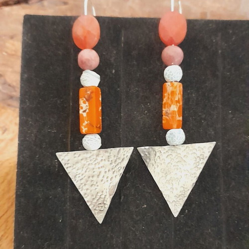 Handmade silver earrings 925 with semi-precious stones, new