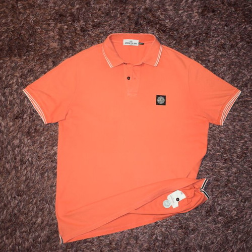 Stone Island Polo Shirt XXL used, white and orange