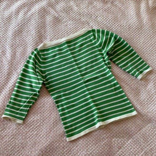 Striped Zara blouse with 3/4 sleeve like new, white-green