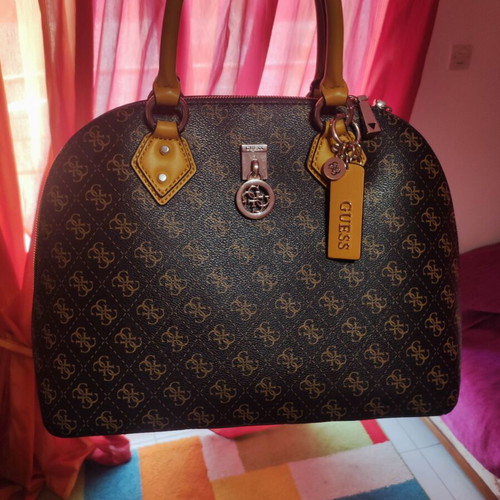 Guess handbag with extra crossbody strap, like new, brown and yellow