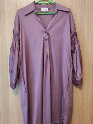 Nema dress new, lilac with embroidered puff sleeves