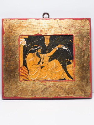 Wooden wall decoration Dionysus hand-painted new