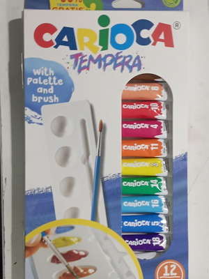 Carioca tempera set 12x10ml with palette and brush new