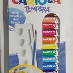 Carioca tempera set 12x10ml with palette and brush new