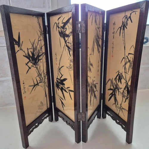 Mini tabletop wooden paravan decorative from Japan used