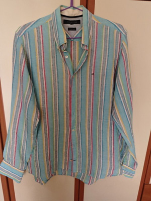 Tommy Hilfiger linen shirt striped medium like new