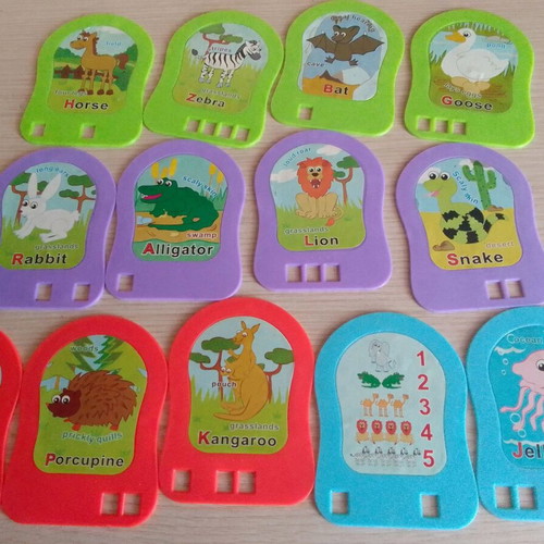 English word learning cards with animals like new double-sided