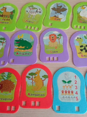 English word learning cards with animals like new double-sided