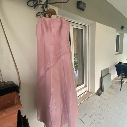 Evening dress pink with rhinestones used, size M