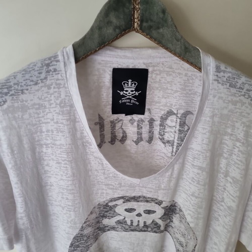 Fashion Pirate Ibiza T-shirt with skull print, XL, white