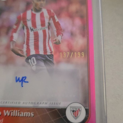 Nico Williams 2024-25 Topps Merlin Pink Refractor Auto /199 Athletic Bilbao