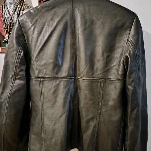 Leather jacket women's refurbished, size M, black