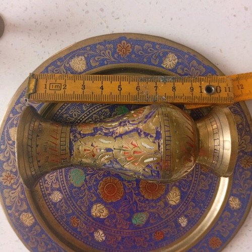 Vintage decorative miniature set made of brass and enamel handmade like new