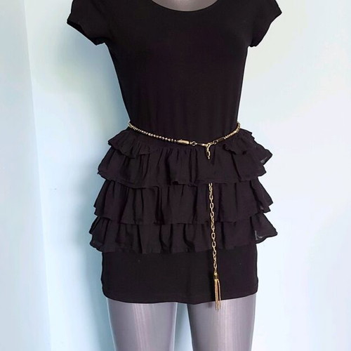 H&M Black Ruffled Dress like new, tunic style, sizes M to 2XL