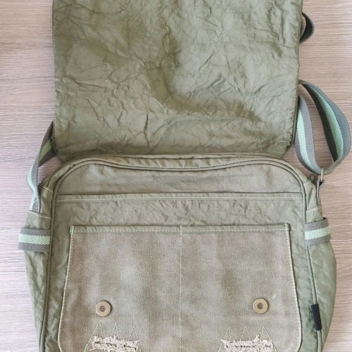 Sisley crossbody school bag used in green color