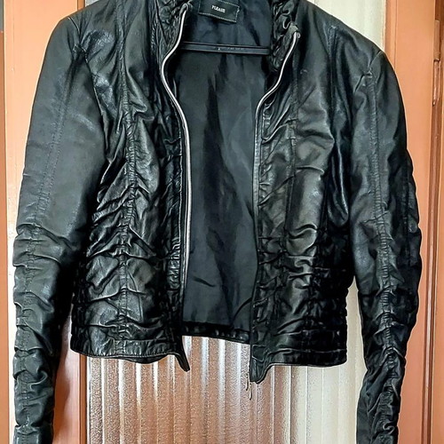 Women's leather crinkled jacket like new, black, size S