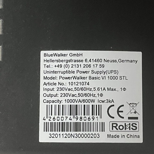 PowerWalker Basic VI 1000 STL UPS used, 600W output