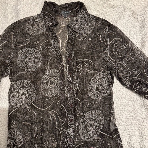 Brown shirt with patterns semi-transparent like new, size M