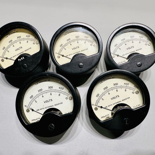 Vintage analog measuring instruments VOLT Sangamo Weston LTD used, pack of 5