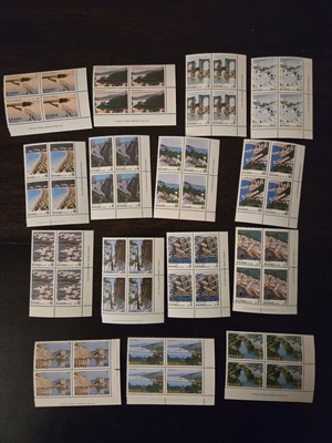 Greek Stamps Landscapes 1979 Complete Unused Set in Blocks of Four