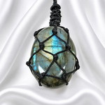 Handmade necklace with cord and labradorite stone, new, 36cm