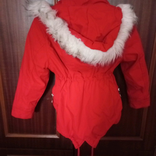 Jacket with inner fur like new, red, for 6 years old