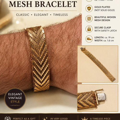 Vintage gold plated woven mesh bracelet