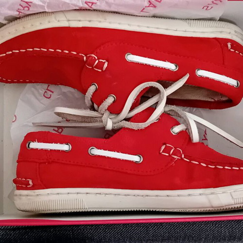 Clarys children's suede leather loafers like new, size 31, red