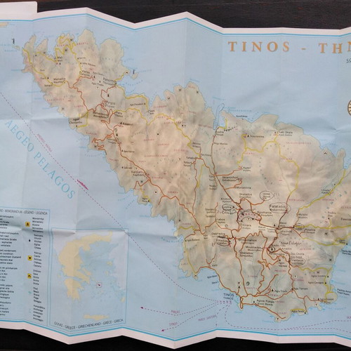 Tinos maps and travel guide used with Antiparos cave flyer