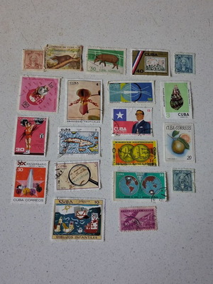 Cuban stamps used, pack of 20 from the 1970s
