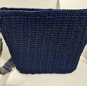 Χειροποίητη πλεκτή τσάντα crochet, Μπλε