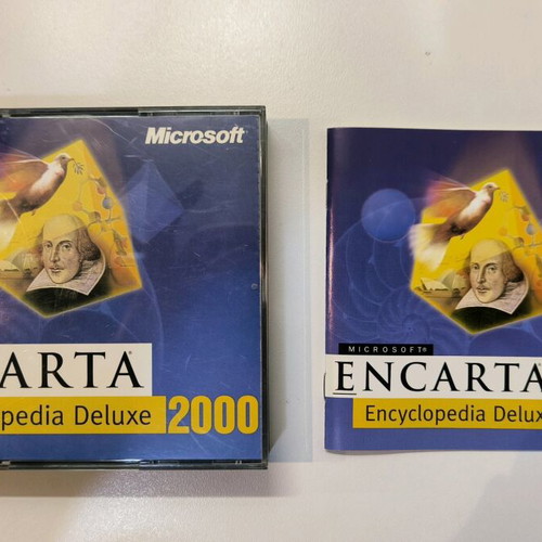 Microsoft Encarta Encyclopedia Deluxe 2000 like new, complete 3 CD set with manual