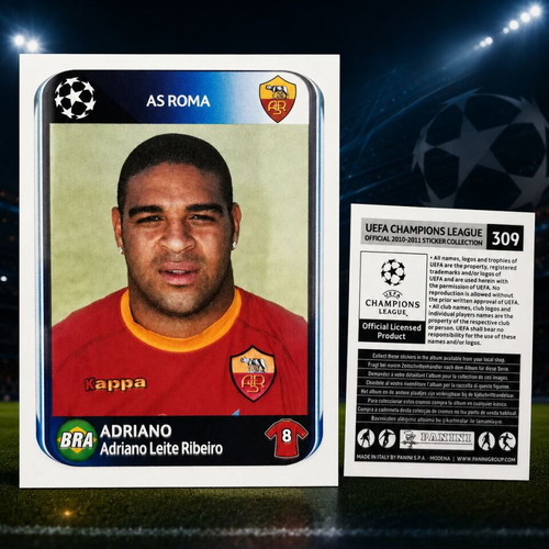 Adriano Panini UEFA Champions League 2010-2011 Sticker #309 AS Roma Brazil