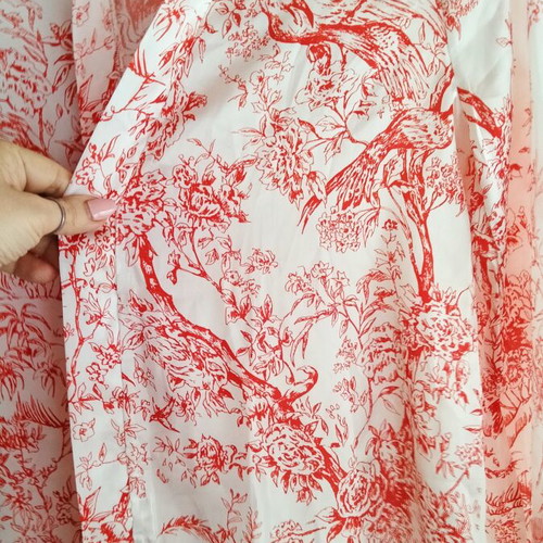 Vintage Style Kimono Robes with Toile de Jouy Pattern, Blue & Red