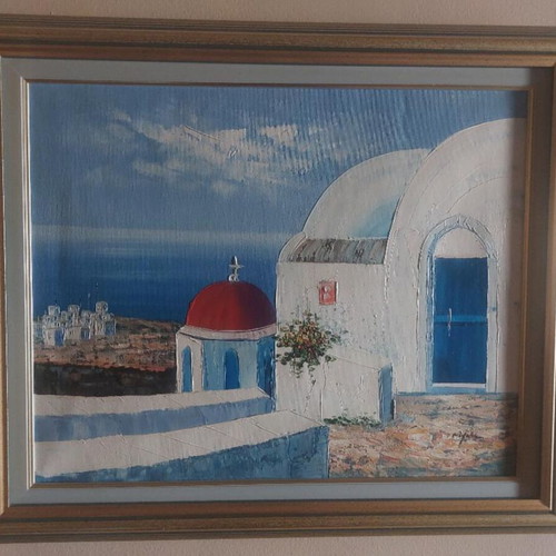 Set of 2 Oil Paintings Cyclades 54x64 cm