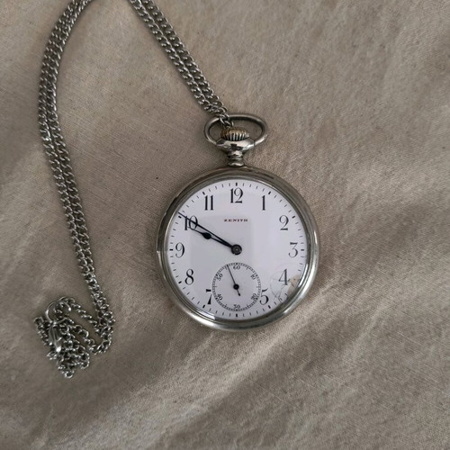 Zenith Grand Prix 1900 pocket watch like new, white