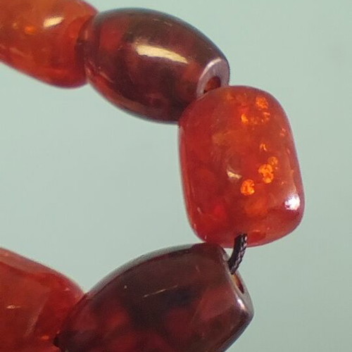Worry Beads Baltic Pressed Amber Vintage used, silver details, 19 beads