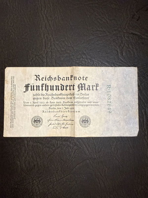German collectible Reichsbanknote 500 Mark 1922 new