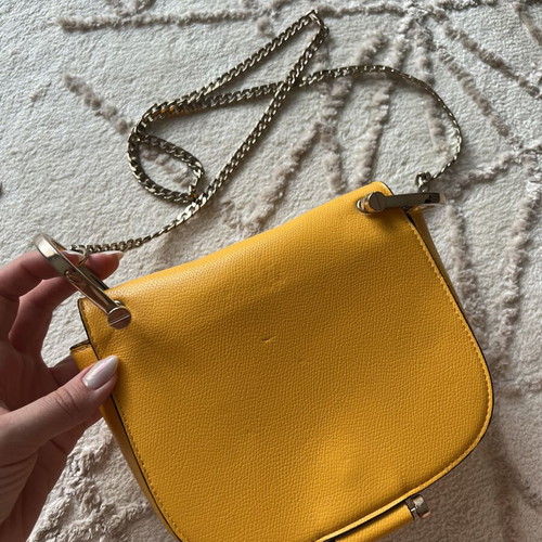 H&M yellow shoulder bag with metal chain used