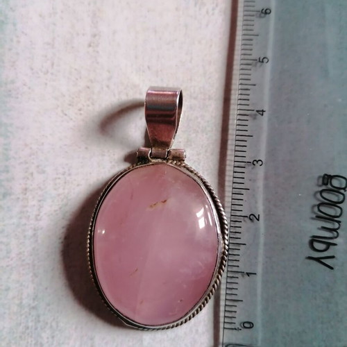 Silver 925 pendant with rose quartz stone new, pink