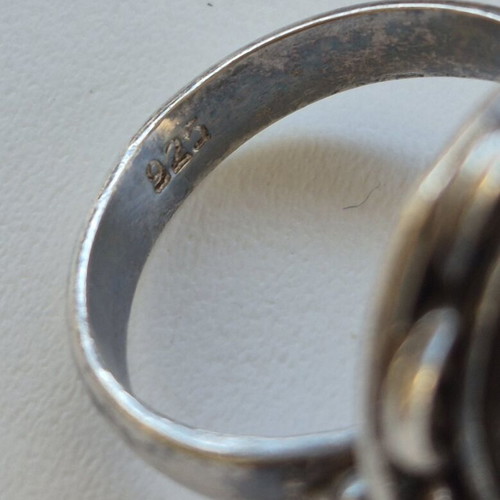 Silver ring with semi-precious stone s925 vintage, grey