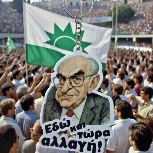 Μπρελόκ Ανδρέας Παπανδρέου - ΠΑΣΟΚ σαν καινούργιο, ακρυλικό
