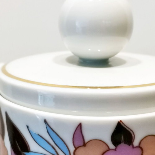 Vintage seventies porcelain teapot used with geometric design