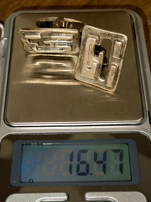 Винтидж сребърни маншетни копчета 925 с геометричен дизайн като нови