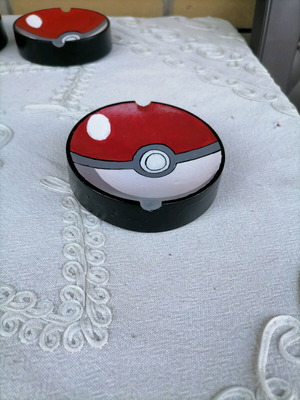 Handmade Pokeball ashtray new, cement and acrylics